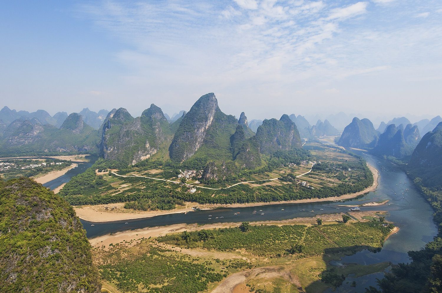 Karst peaks along the Li River near Guilin