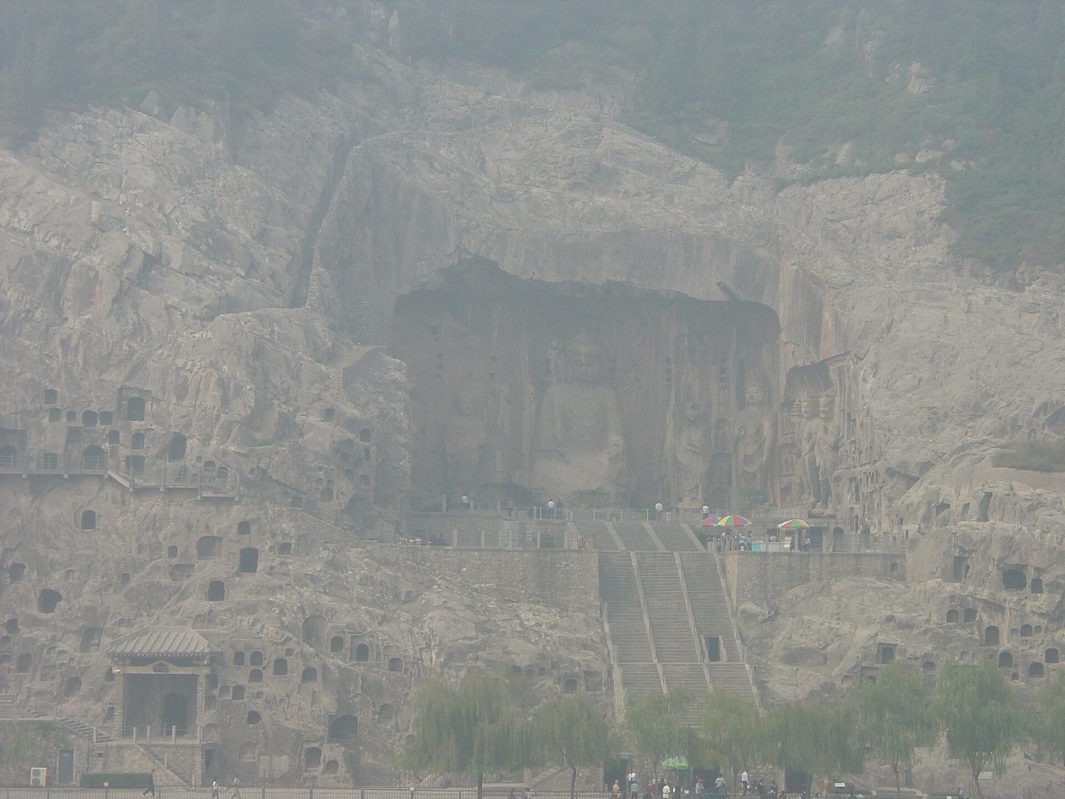 Buddhist carvings in the limestone cliffs at Longmen near Luoyang