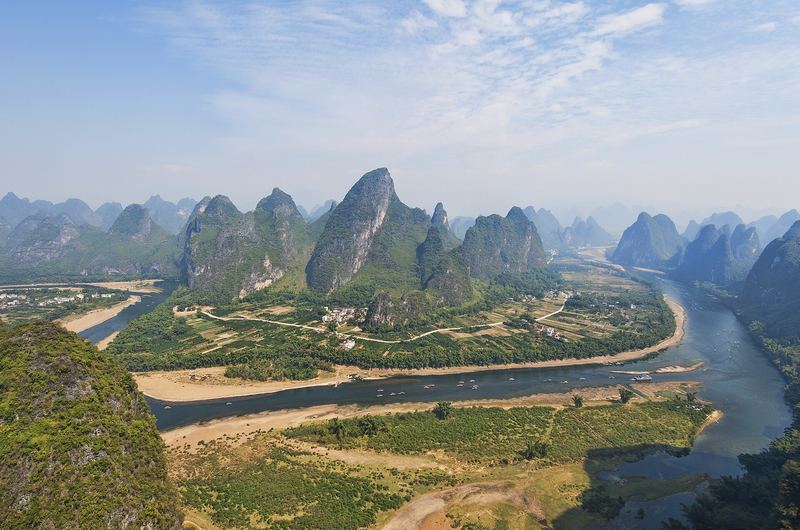 Karst peaks along the Li River near Guilin