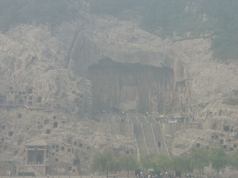 Buddhist carvings in the limestone cliffs at Longmen near Luoyang