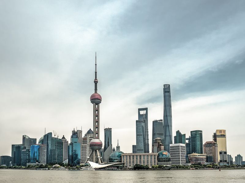 The Pudong skyline across the Huangpu river in Shanghai