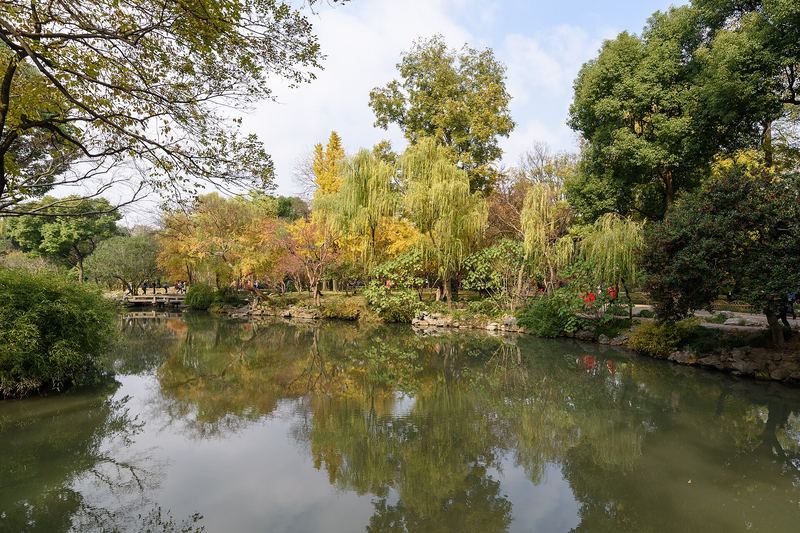 A classical Suzhou garden with a moon gate and rockery